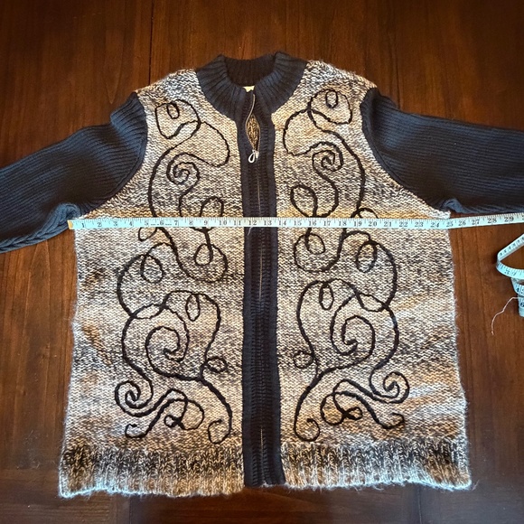 NWT Breckenridge Cardigan Women's Black & Cream Full Zip Sweater, Size 2X - Picture 11 of 13